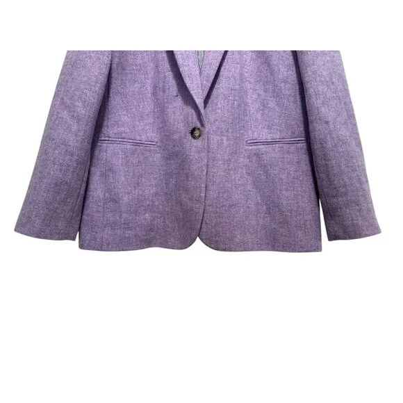 J.Crew Parke Chantal Herringbone Wool Blazer Womens 20 2X Purple Tweed Preppy - Picture 10 of 16